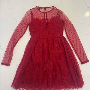 Express Women’s Red Lace Formal Dress